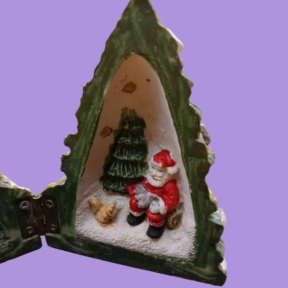 Vintage Ceramic Hinged Christmas Tree With Santa & Woodland Animals Holiday "3" - Picture 4 of 9
